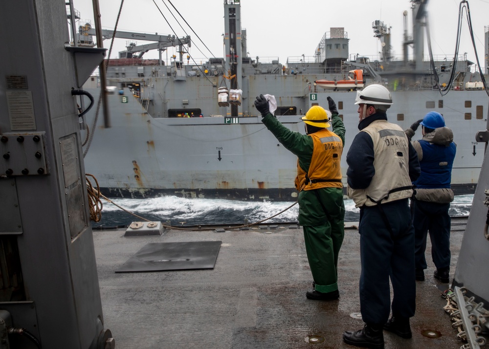 USS John Finn Conducts Replenishment-at-Sea with USNS Wally Schirra