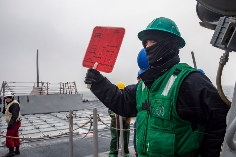 USS John Finn Conducts Replenishment-at-Sea with USNS Wally Schirra