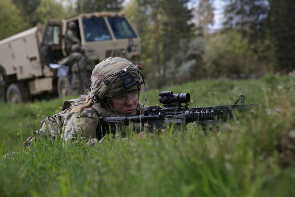 U.S. Soldier provides security