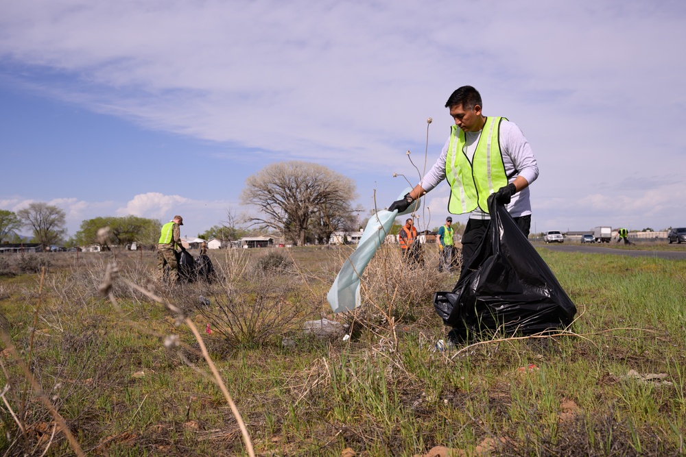 Airmen gather to pick up litter along Highway 193 near Hill AFB