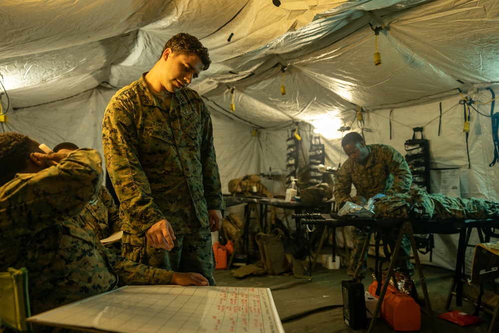 U.S. Navy corpsmen train at Mission Rehearsal Exercise 1-23