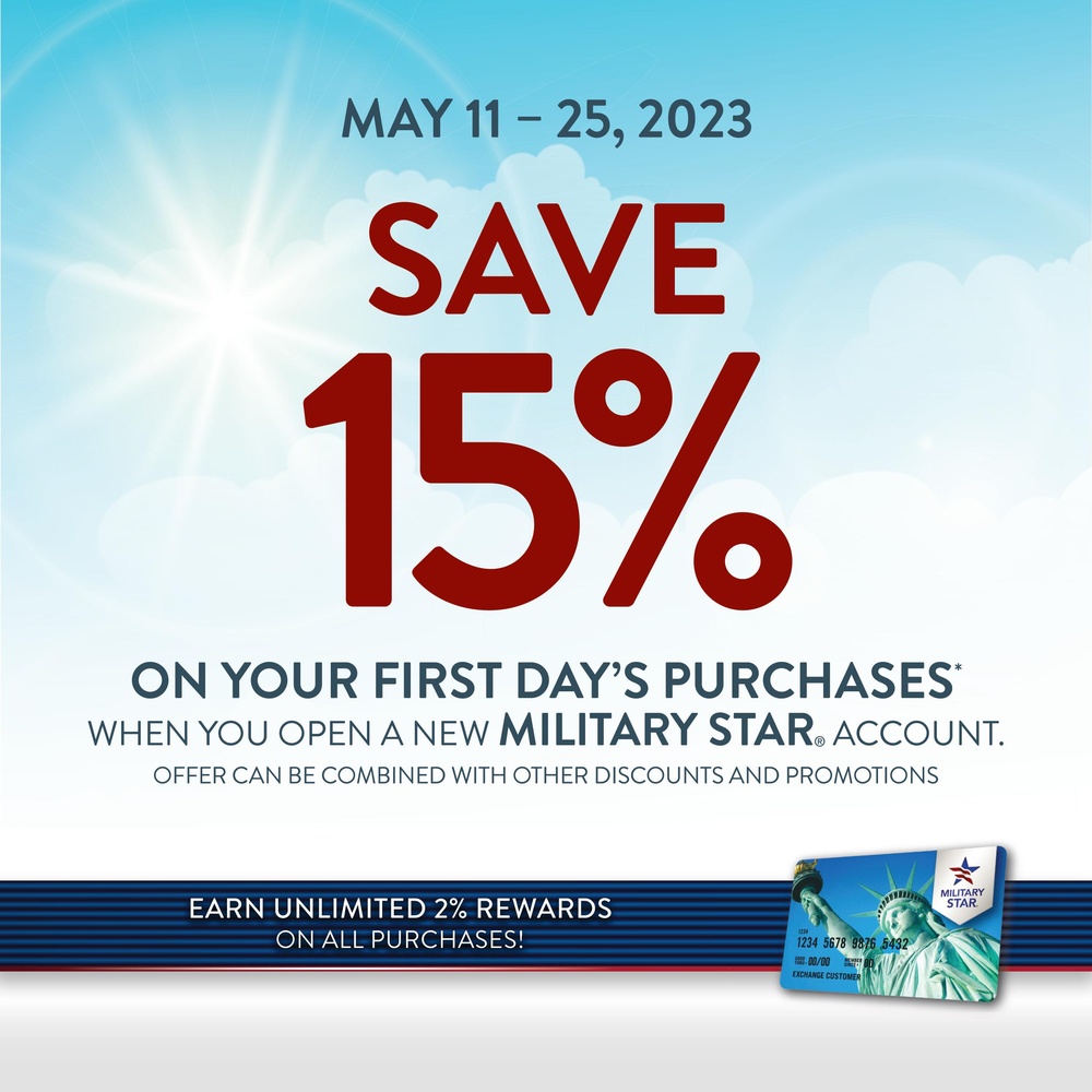 Military Shoppers Can Save 15% on First-Day Purchases with a New MILITARY STAR Card from May 11 to 25