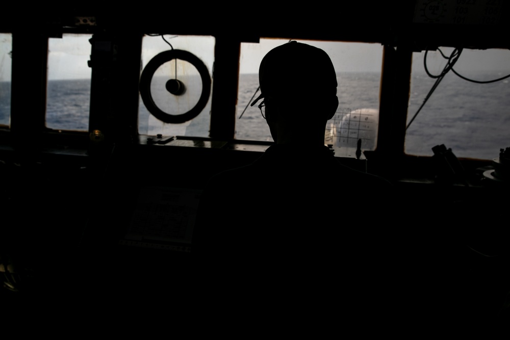 USS McFaul Sailors Stand Watch on the Bridge