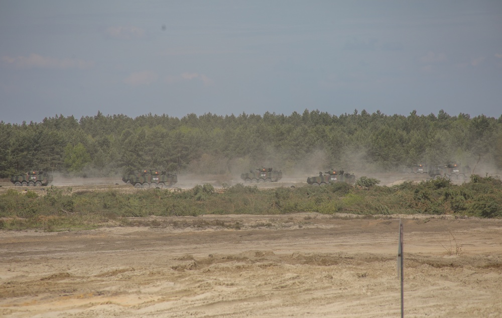 U.S. and Multinational Battle Group Maneuver Anakonda23 Combined Arms Rehearsal