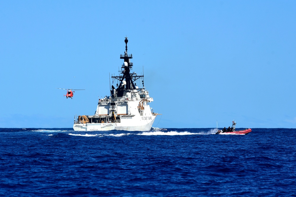 U.S. Coast Guard Cutter Stratton (WMSL 752) conducts multiple-asset training during Western Pacific patrol