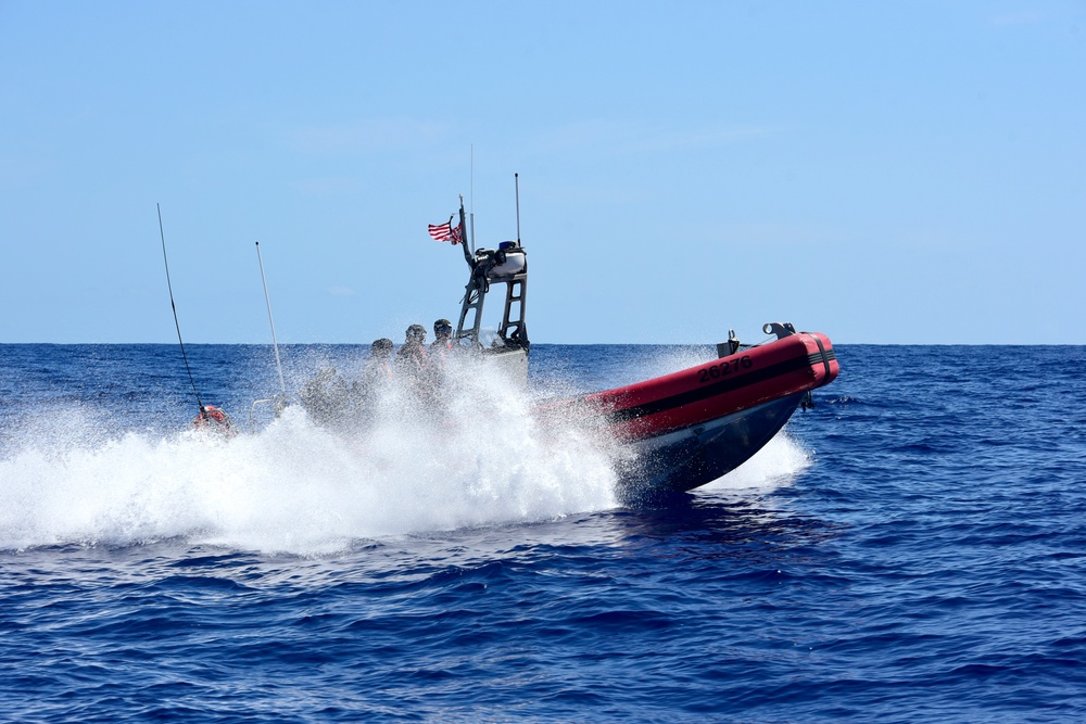 U.S. Coast Guard Cutter Stratton (WMSL 752) conducts multiple-asset training during Western Pacific patrol