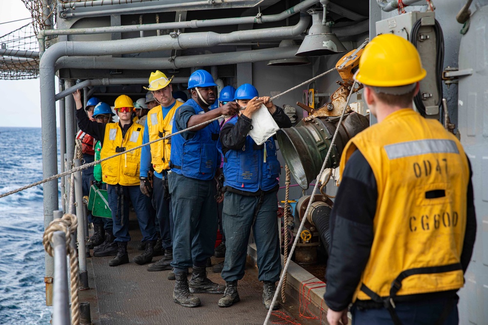 USS Normandy Conducts a Replenishment-at-Sea