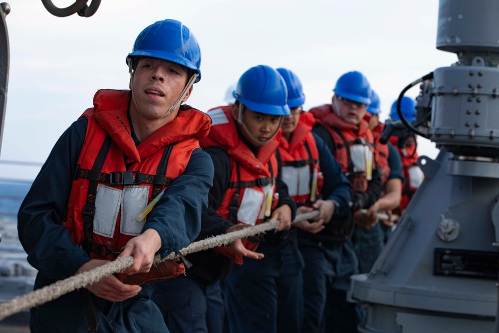 USS Normandy Conducts a Replenishment-at-Sea