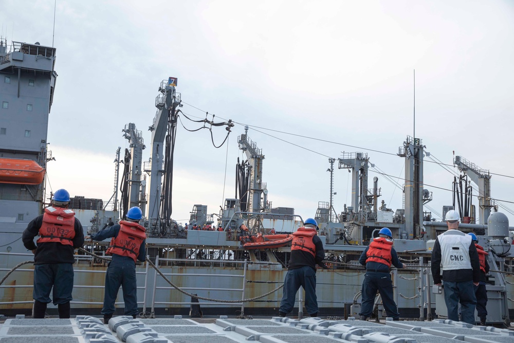 USS Normandy Conducts a Replenishment-at-Sea