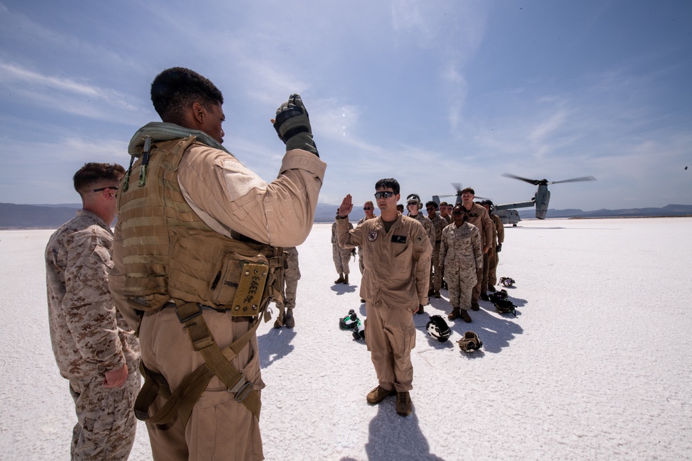 Three Marines assigned to VMM-364 (REIN) ‘Purple Foxes’ were promoted and one re-enlisted during a ceremony on Lake Assal, Djibouti.