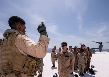 Three Marines assigned to VMM-364 (REIN) ‘Purple Foxes’ were promoted and one re-enlisted during a ceremony on Lake Assal, Djibouti.