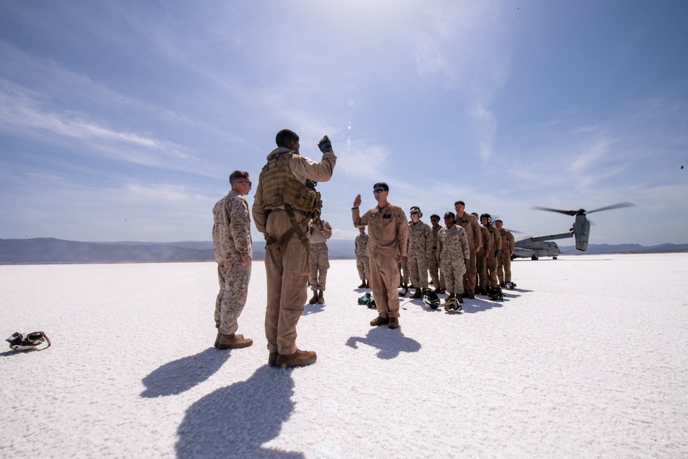 Three Marines assigned to VMM-364 (REIN) ‘Purple Foxes’ were promoted and one re-enlisted during a ceremony on Lake Assal, Djibouti.