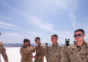 Three Marines assigned to VMM-364 (REIN) ‘Purple Foxes’ were promoted and one re-enlisted during a ceremony on Lake Assal, Djibouti.