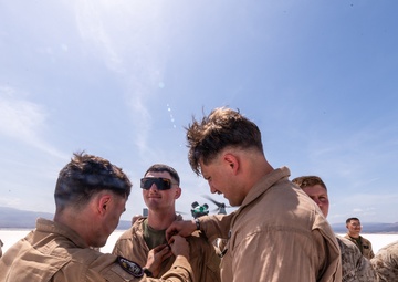 Three Marines assigned to VMM-364 (REIN) ‘Purple Foxes’ were promoted and one re-enlisted during a ceremony on Lake Assal, Djibouti.