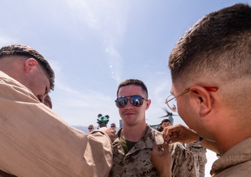 Three Marines assigned to VMM-364 (REIN) ‘Purple Foxes’ were promoted and one re-enlisted during a ceremony on Lake Assal, Djibouti.