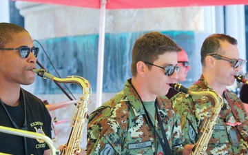 U.S. Army Soldiers play a concert in North Macedonia