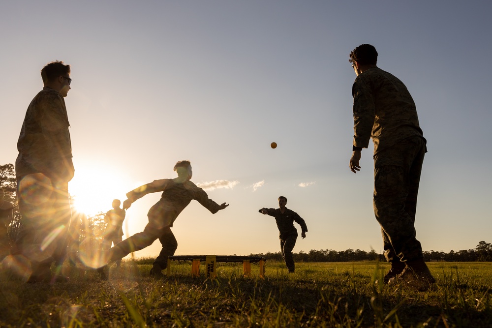 Marines play sports during Mission Rehearsal Exercise 1-23