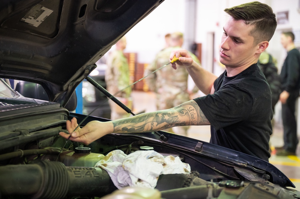 Niagara Airman performs preventative maintenance check on Ford F-350