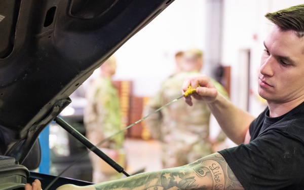 Niagara Airman performs preventative maintenance check on Ford F-350