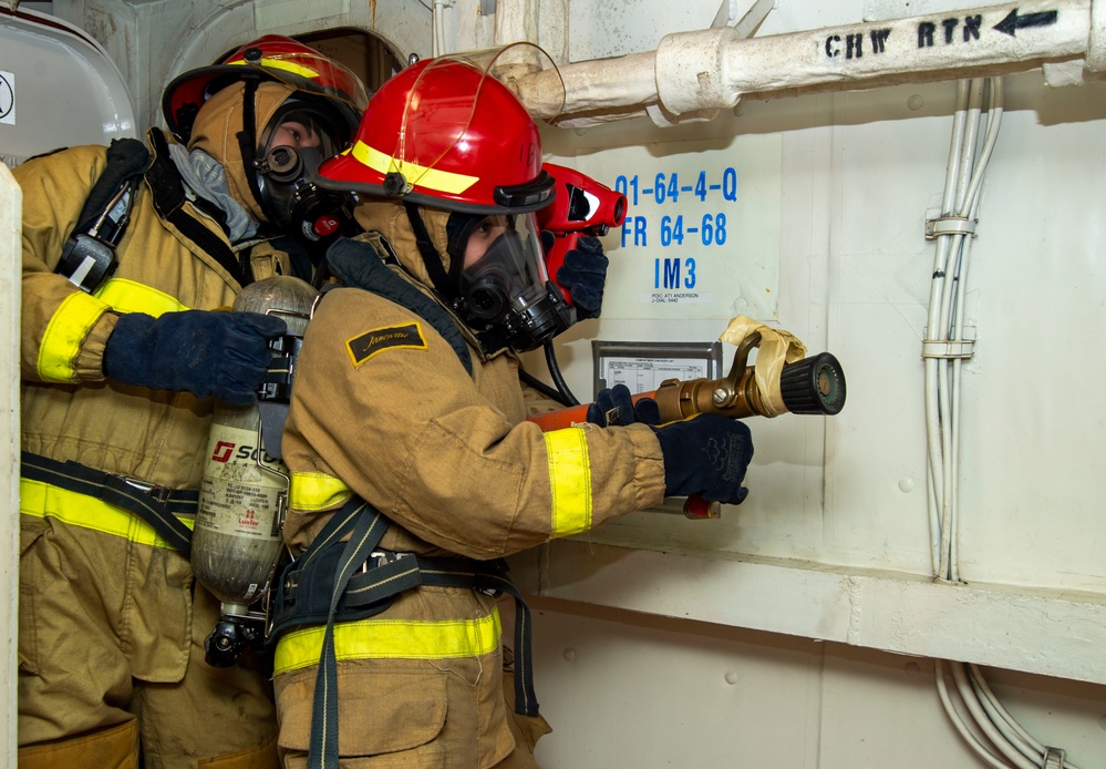 Sailors Participate In A Damage Control Drill