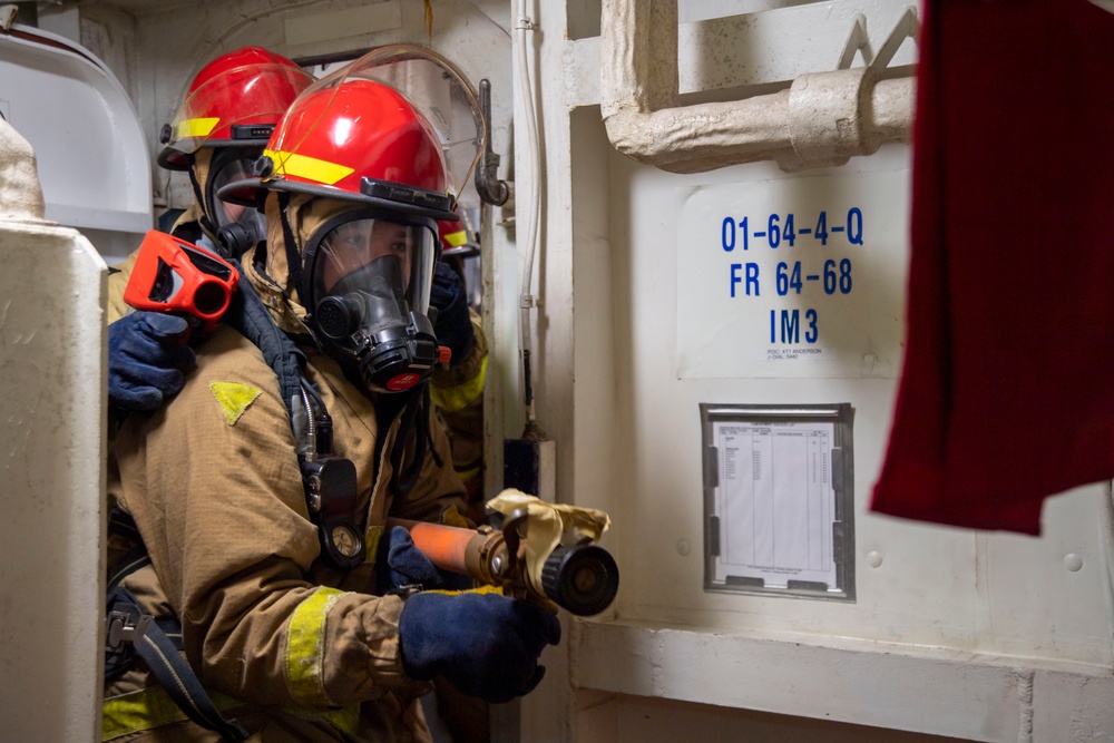 Sailors Participate In A Damage Control Drill