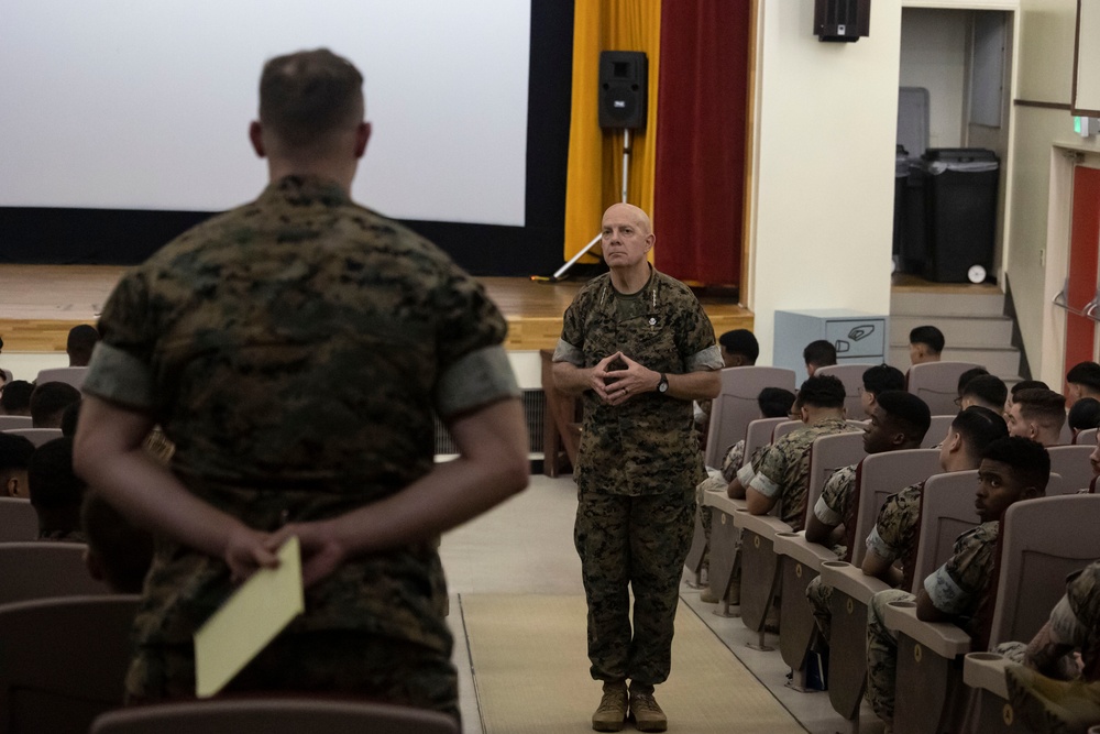 Senior Marine Corps Leadership holds a Non-Commissioned Officer Meeting