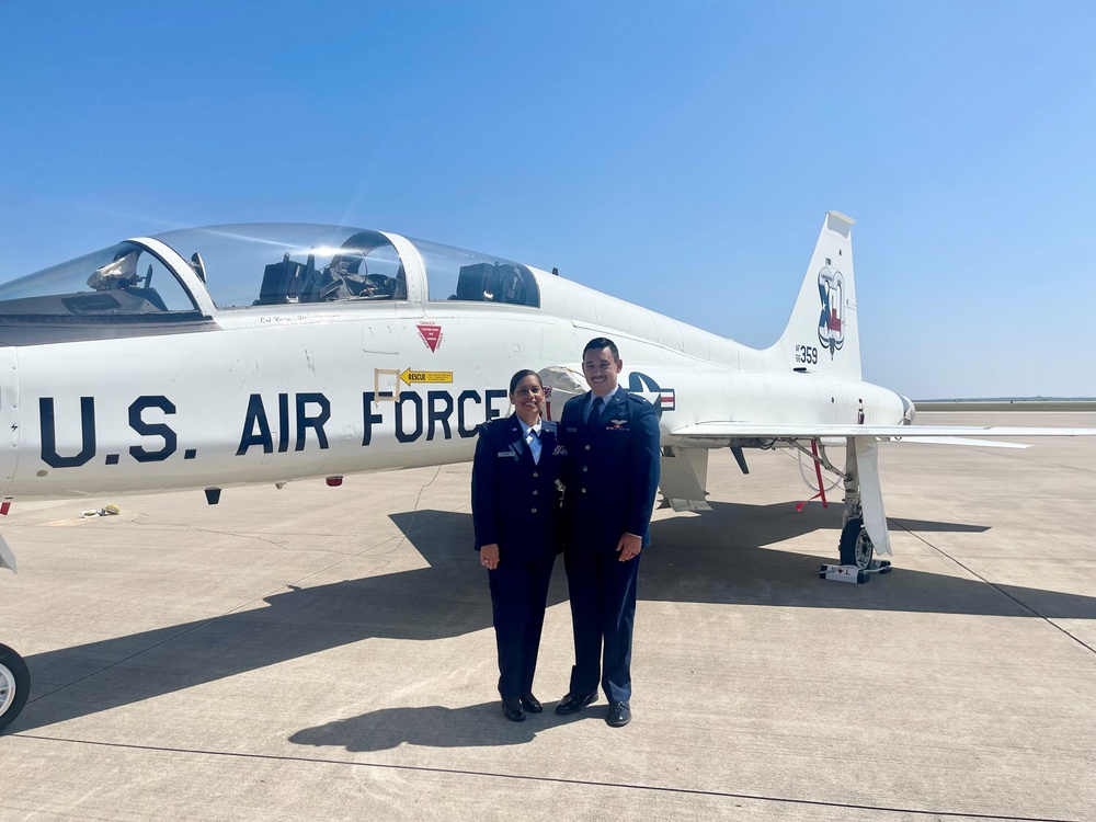 United States Air Force Colonel Laura Lewis and 2nd Lt Matthew Lewis