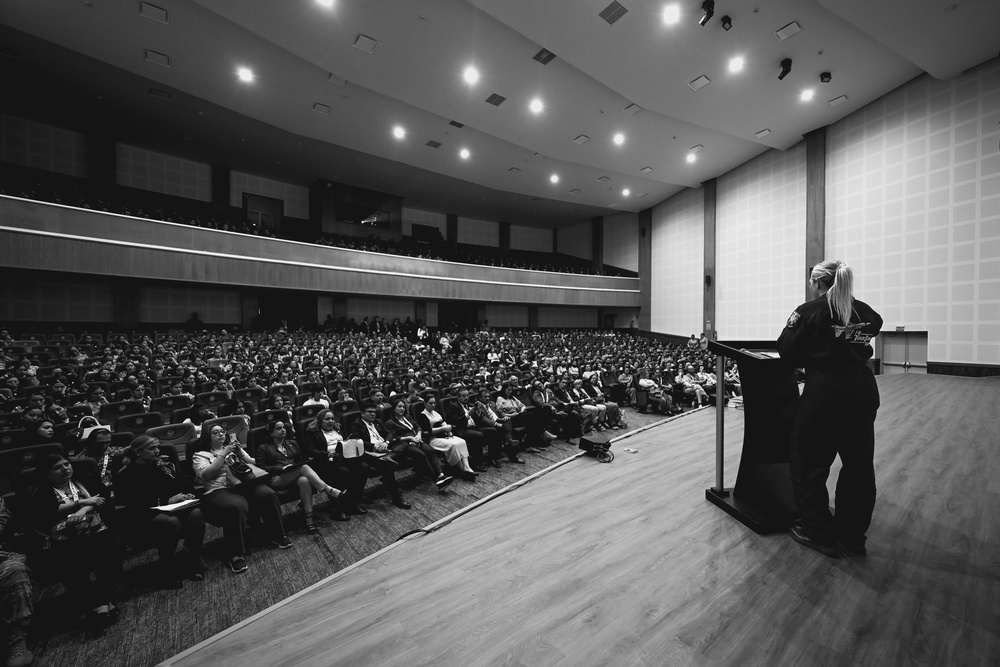 F-16 Viper Demo team commander speaks at Congress of Women Leaders