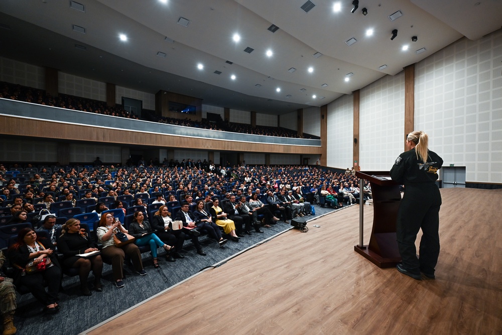F-16 Viper Demo team commander speaks at Congress of Women Leaders