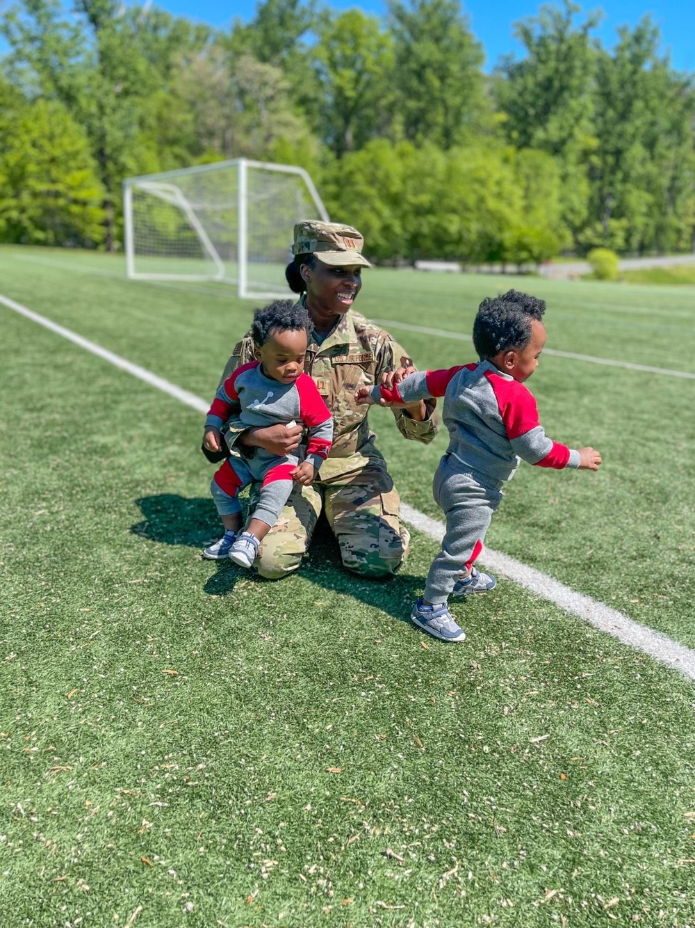 United States Air Force Captain Veronica Collins with kids