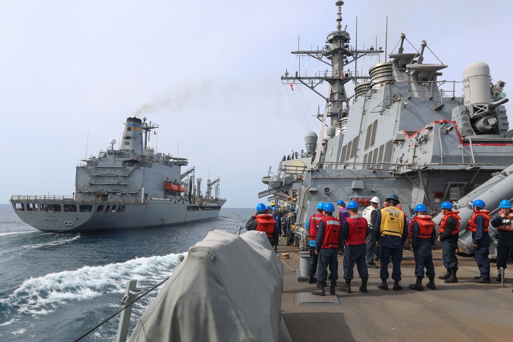 USS Ramage Sailors Prepare For Underway Replinishment