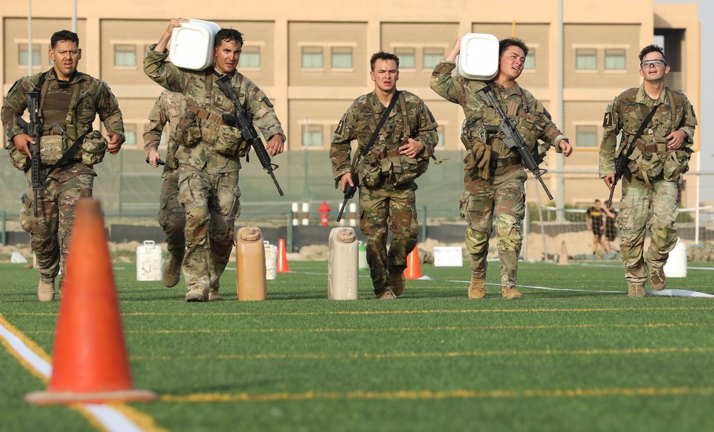 Soldiers complete physical challenge and ruck march on the final day of U.S. Army Central Best Squad Competition