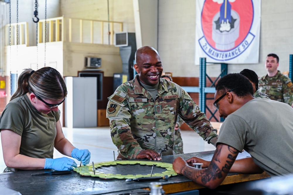 Chief Master Sgt. Ronnie J. Woods tours Barksdale