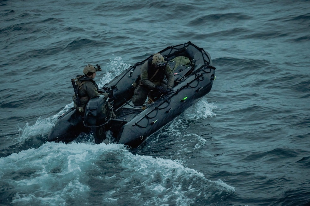 Force Reconnaissance Company prepare for an amphibious reconnaissance mission during Formidable Shield 2023