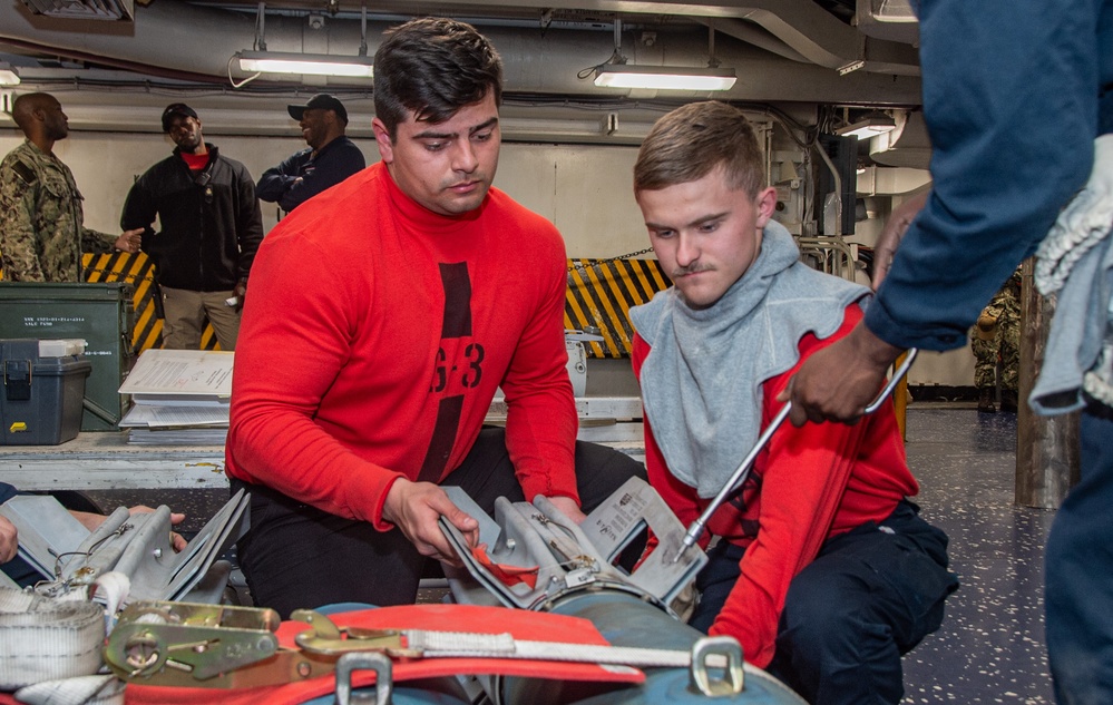 USS Ronald Reagan (CVN 76) Sailors participate in general quarters