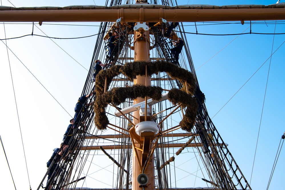 Coast Guard Officer Candidates learn seamanship skills aboard USCGC Eagle