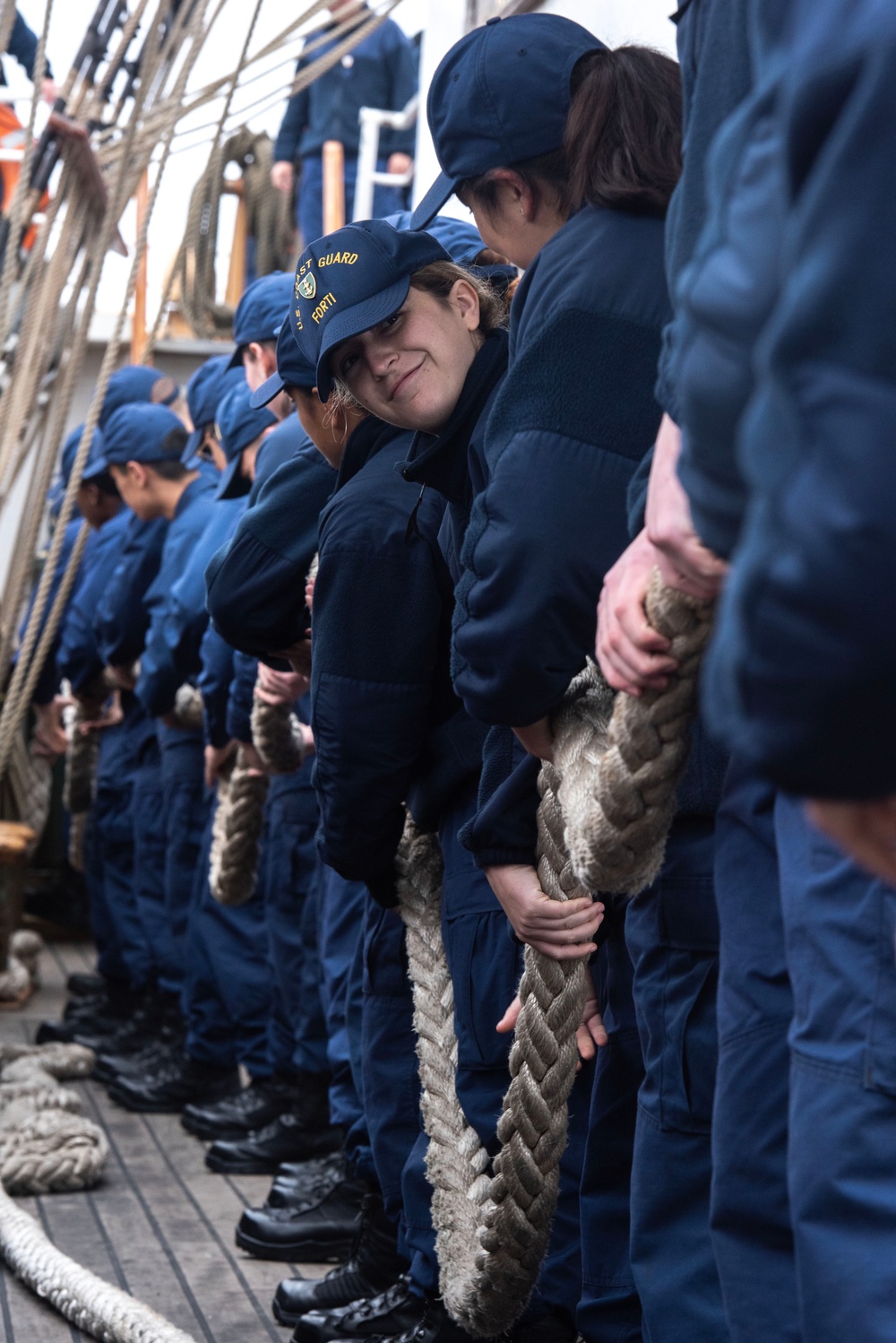 Coast Guard Cadets learn seamanship skills aboard USCGC Eagle