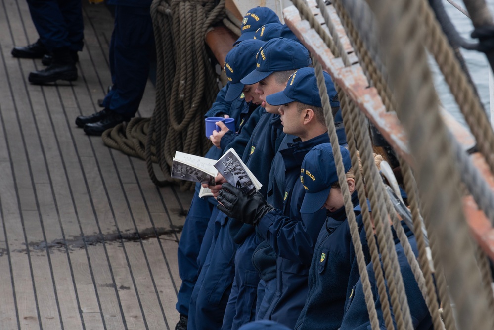 Coast Guard Cadets learn seamanship skills aboard USCGC Eagle