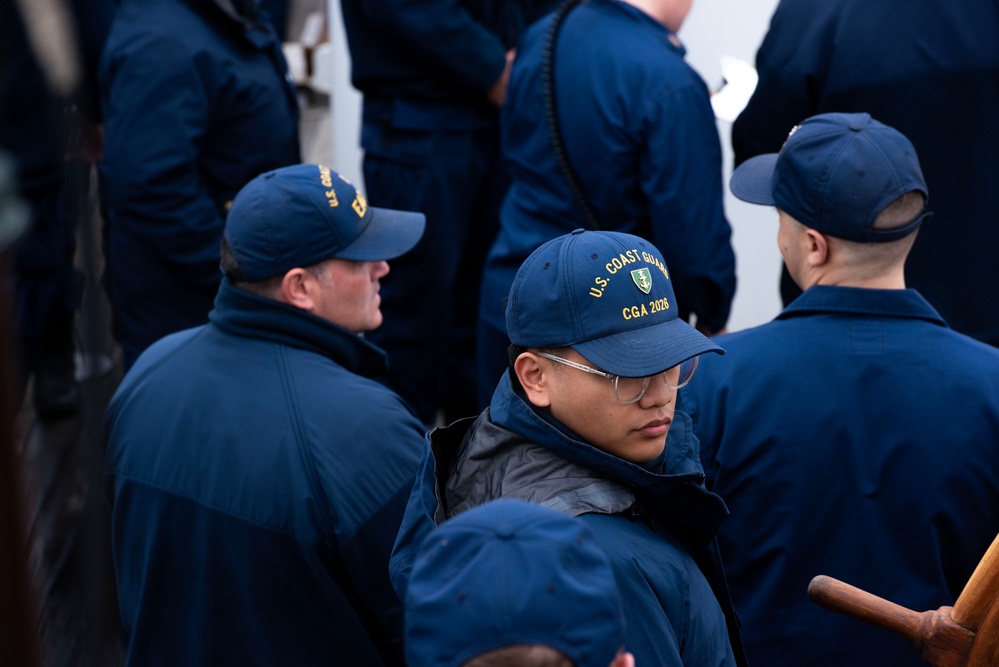 Coast Guard Cadets learn seamanship skills aboard USCGC Eagle