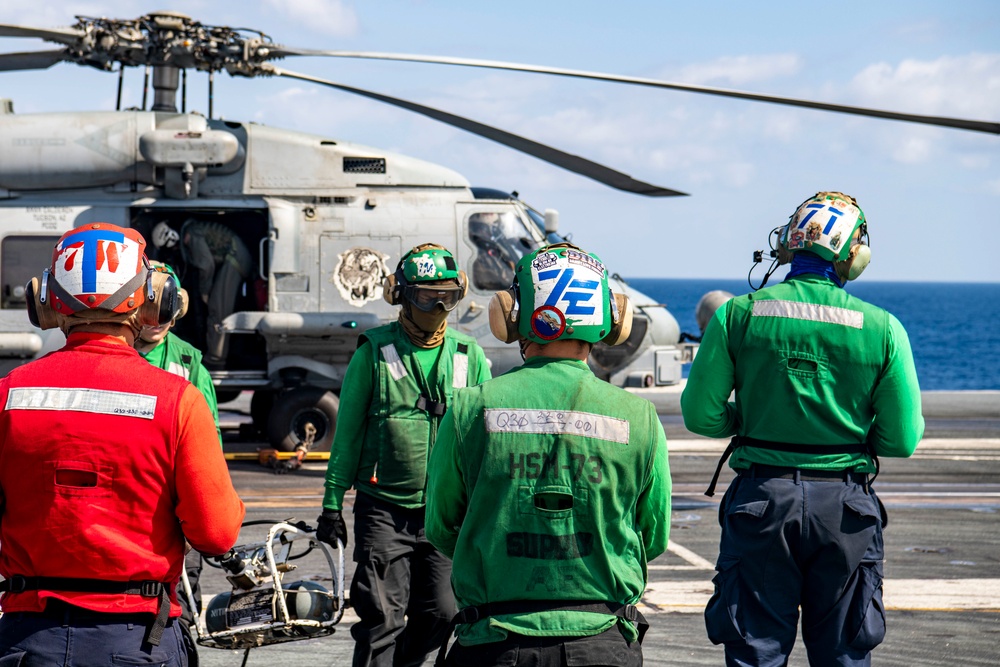 Sailors Preflight On Flight Deck