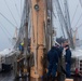 USCGC Eagle personnel set sailing stations while underway in the North Sea