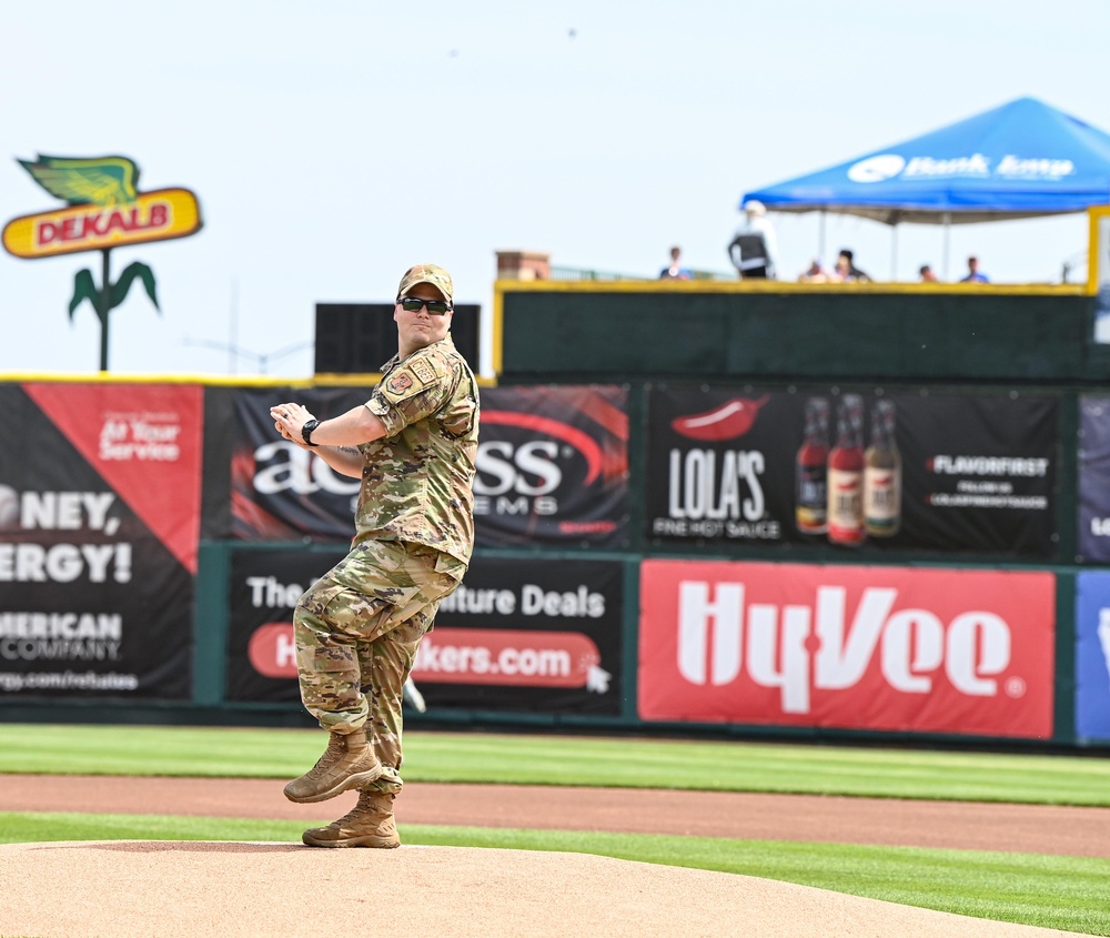 132d Wing Airmen honored during Iowa Cubs game