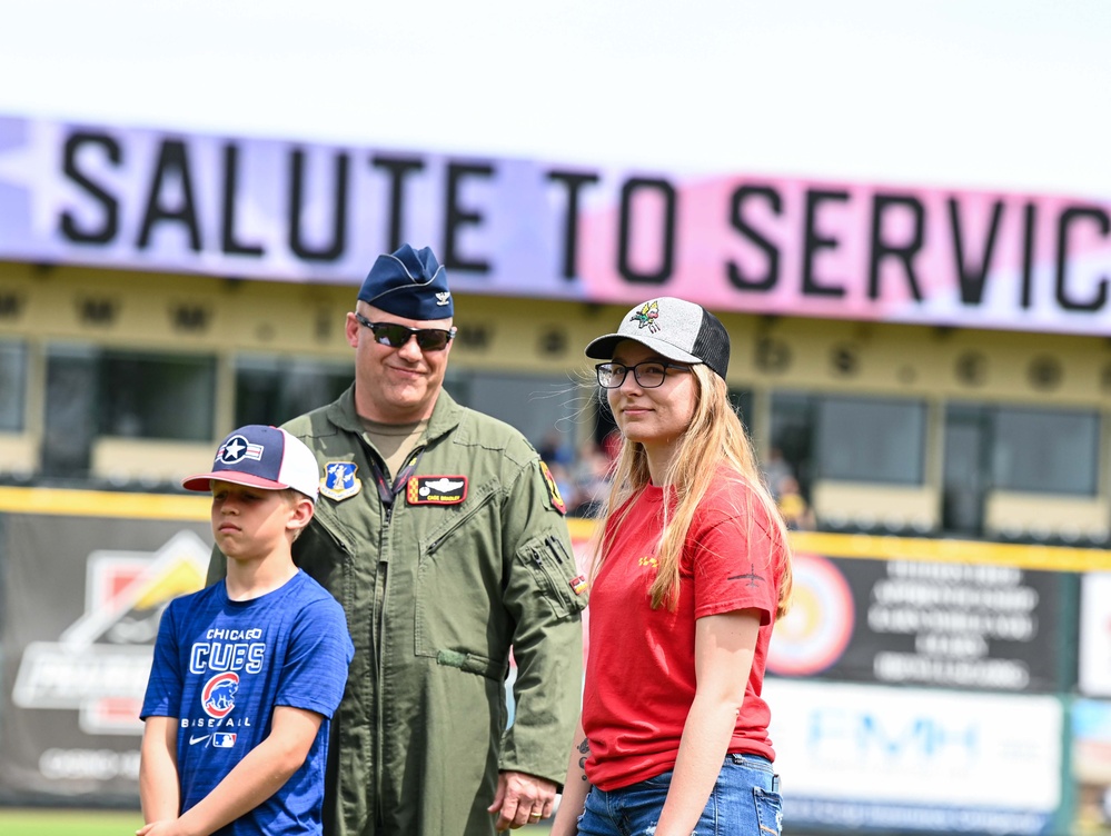 132d Wing Airmen honored during Iowa Cubs game