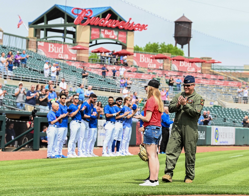 132d Wing Airmen honored during Iowa Cubs game