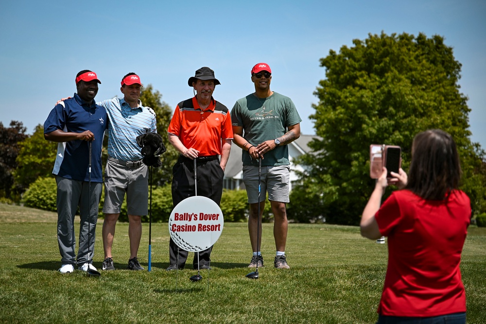 Team Dover, Central Delaware Chamber of Commerce leaders tee off during Bluesuiters Golf Tournament