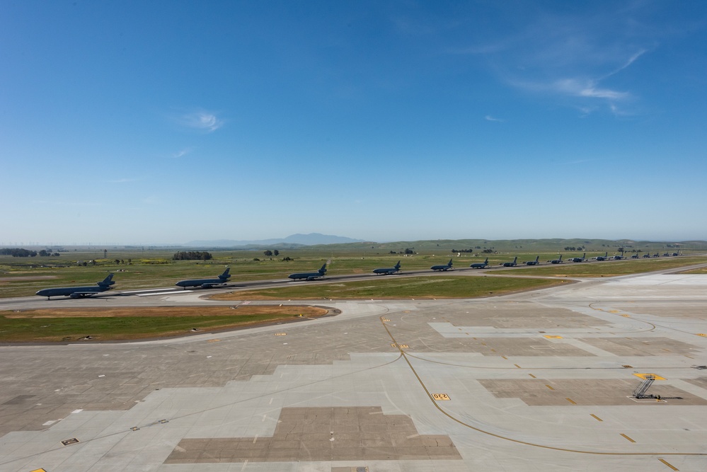 Travis AFB conducts a maximum generation readiness event demonstrating warfighting capabilities.