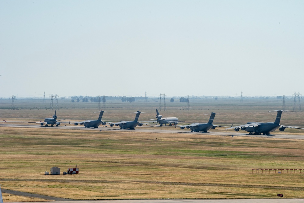 Travis AFB conducts a maximum generation readiness event demonstrating warfighting capabilities.
