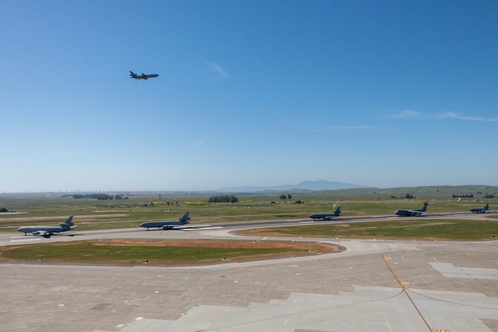 Travis AFB conducts a maximum generation readiness event demonstrating warfighting capabilities.