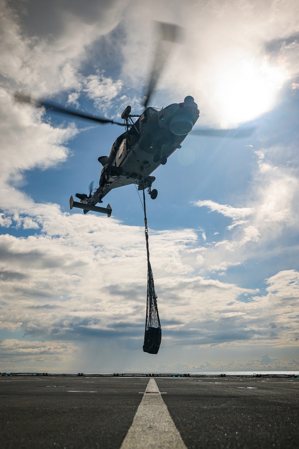 Wildcat lifting and winching on HMS Defender