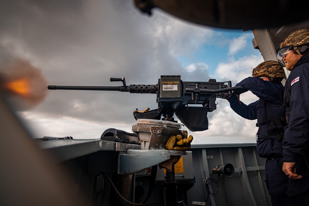 Live firing on HMS Defender